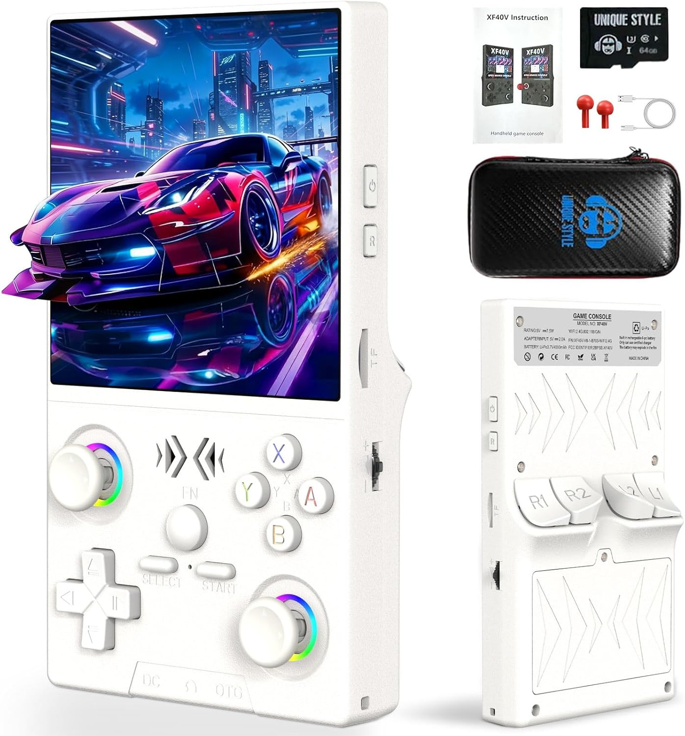 XF40V Retro Handheld Game Console with 2X Detachable Joysticks – 4.0 Inch IPS HD