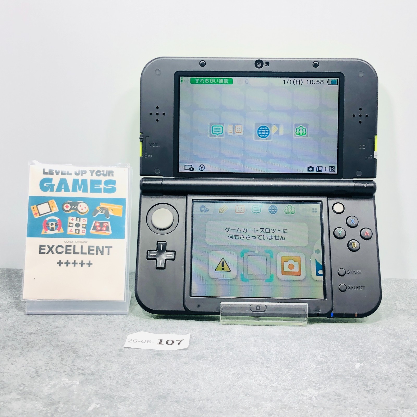 [EX+5] Nintendo new 3DS LL XL Lime Green Black Console & AC Adapter 06-106