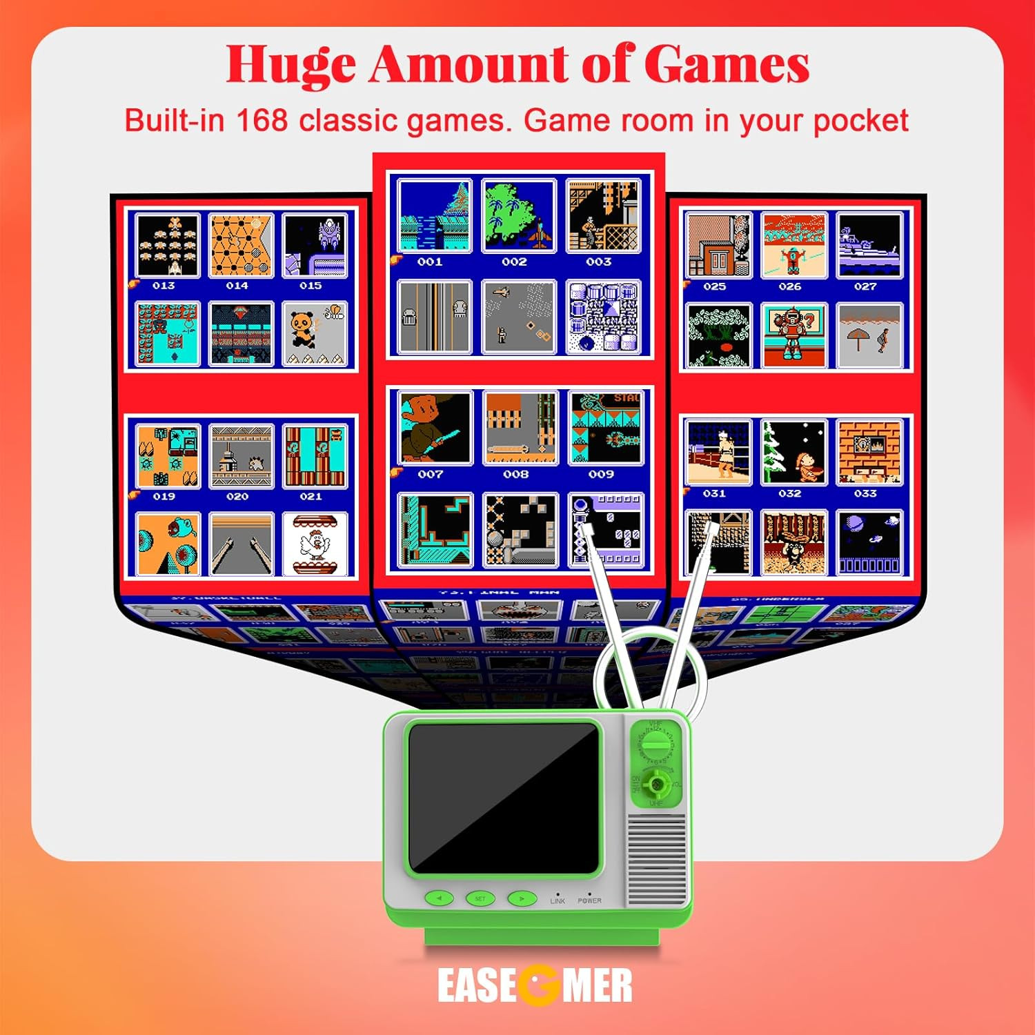 Retro Handheld Game Console with 168 Classic Games, Mini TV Style, 3.0″ Screen,