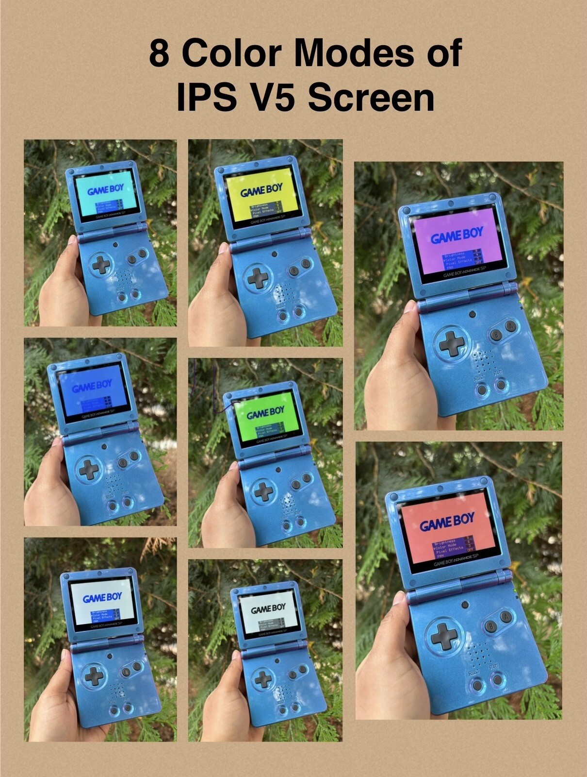 Unique Gift Chameleon Purple Blue Glossy Gameboy Advance SP IPS V2/V5 Console