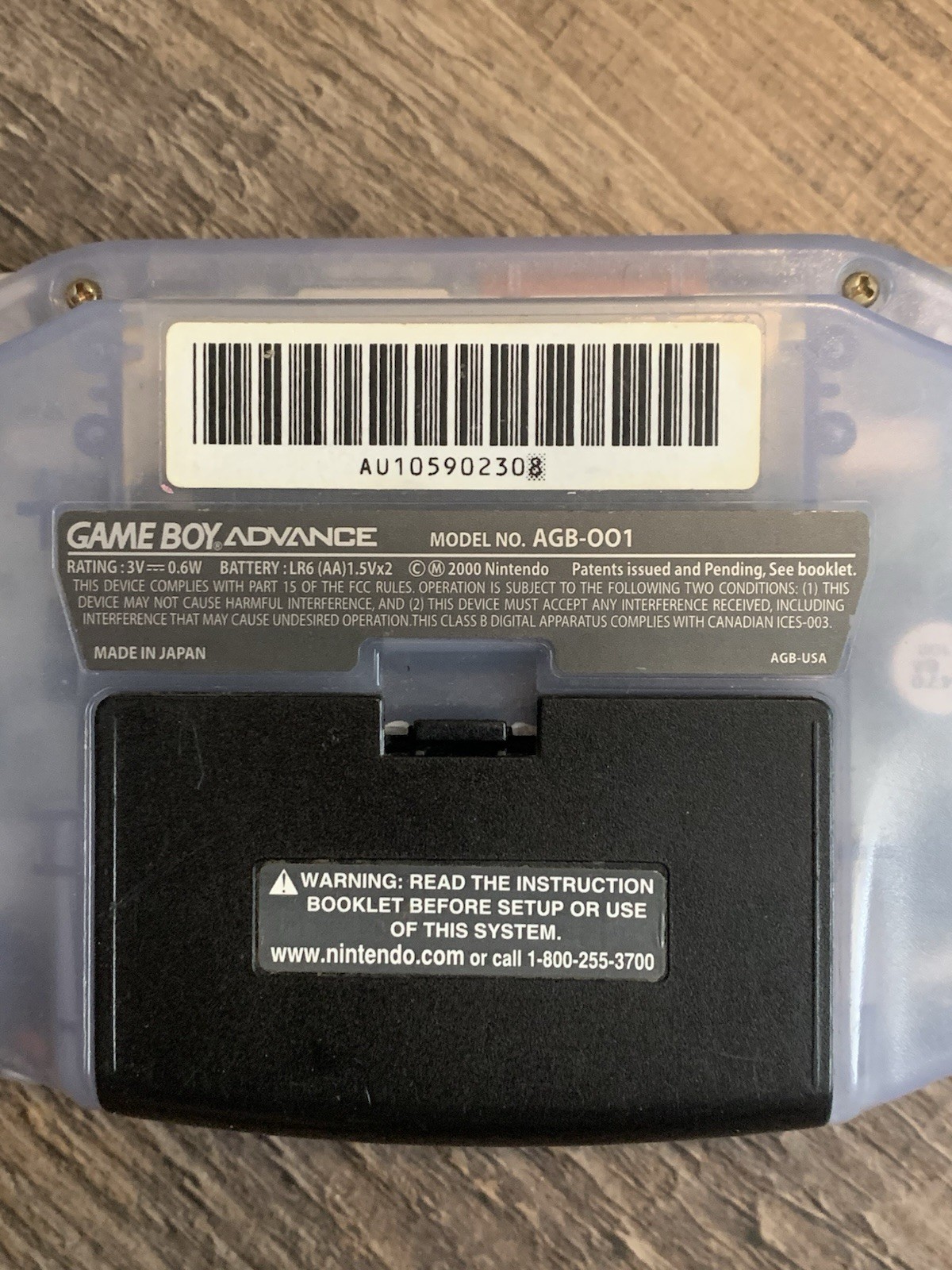 NICE Nintendo Game Boy Advance Clear Glacier AGB-001 Console + Games & Batteries