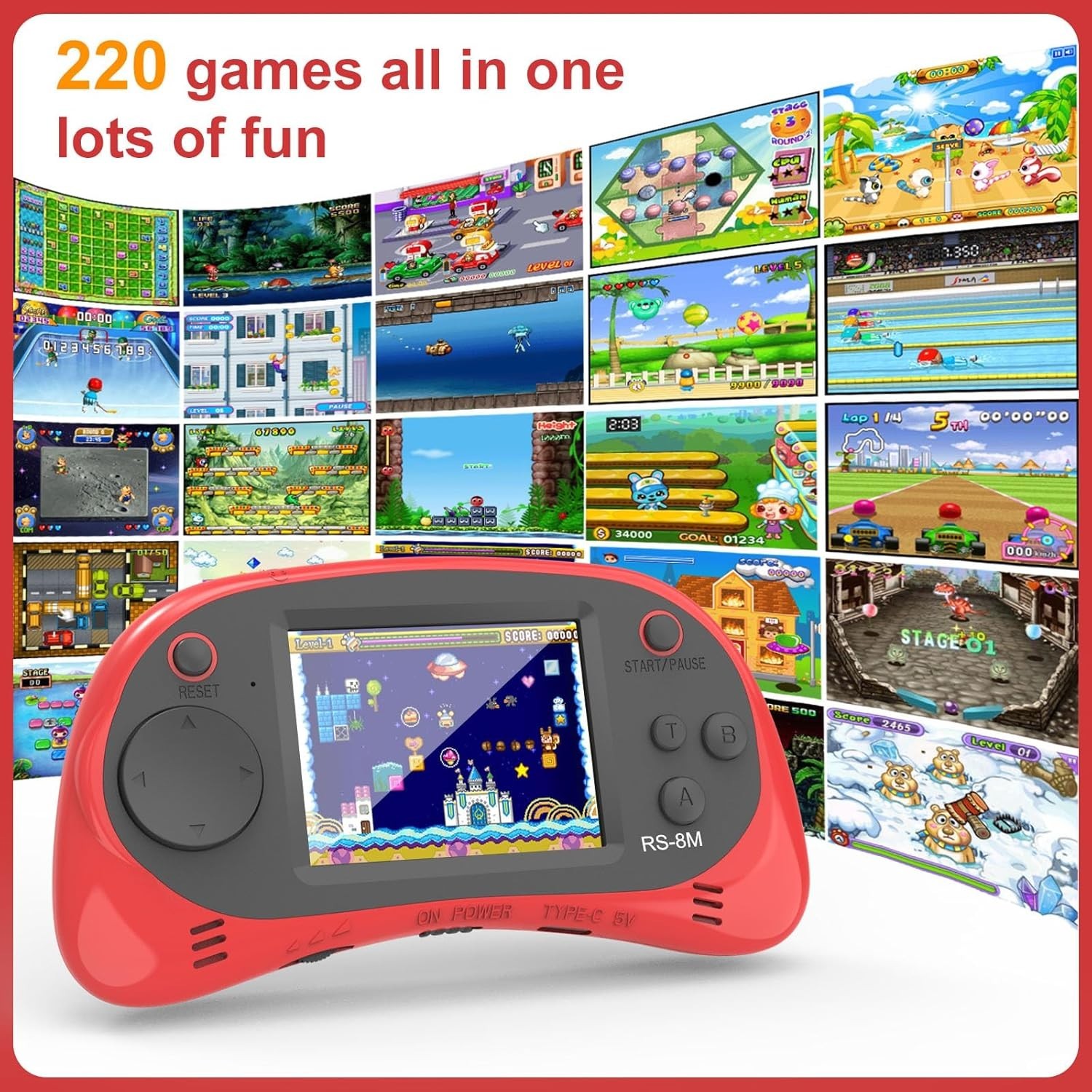 Children’s 220 Classic 16 Bit Portable Video Game – Perfect Travel Companion
