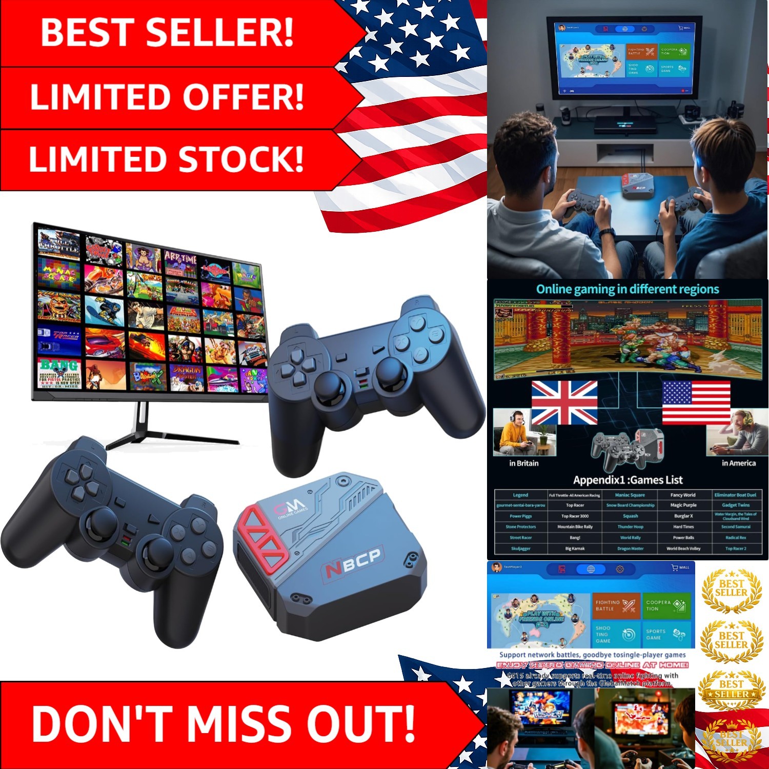 HDMI Retro Game Console with 30 Licensed Classics & Online Multiplayer Support