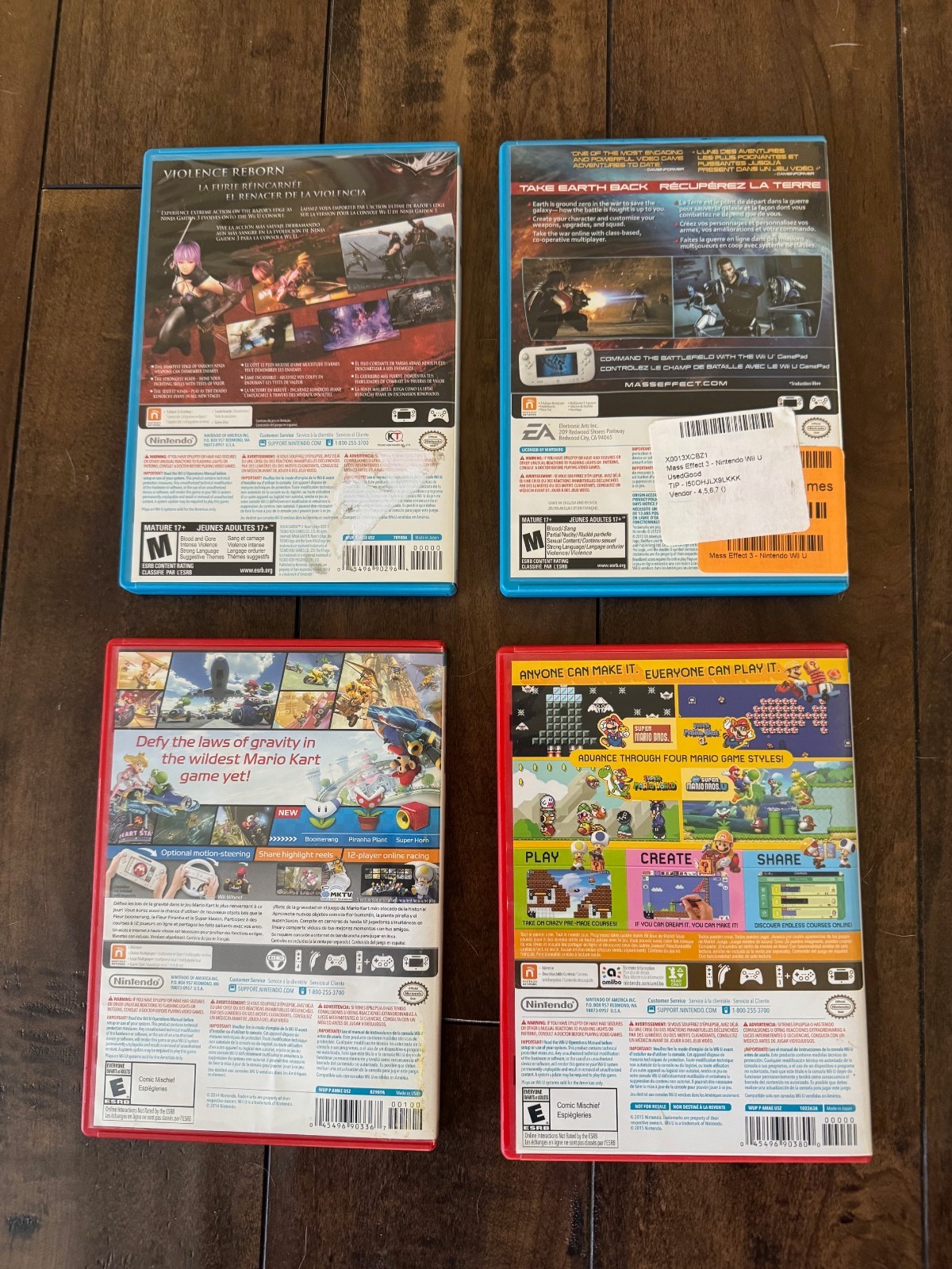 Wii U Console Lot Gamepad Super Mario Maker Karts Micky Mass Effect Ninja Gaiden