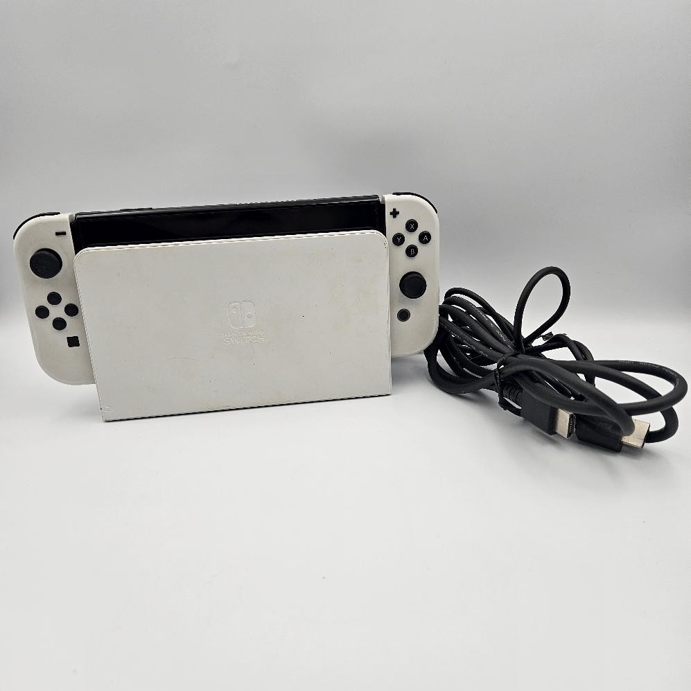 Nintendo Switch OLED HEG-001 White Handheld Console 64GB w/ Dock Damaged Joycon