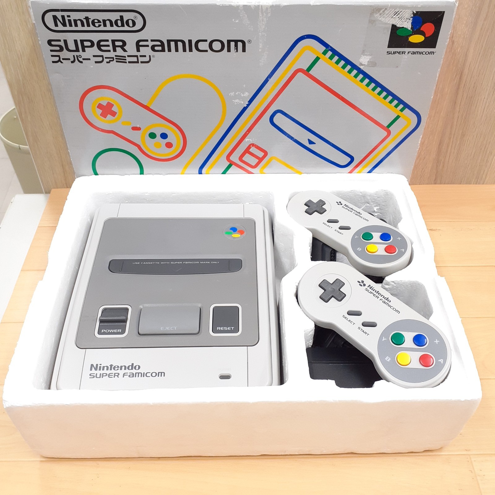Nintendo Super Famicom Console Japan with Box, Mario Kart Storage Case &10 Games