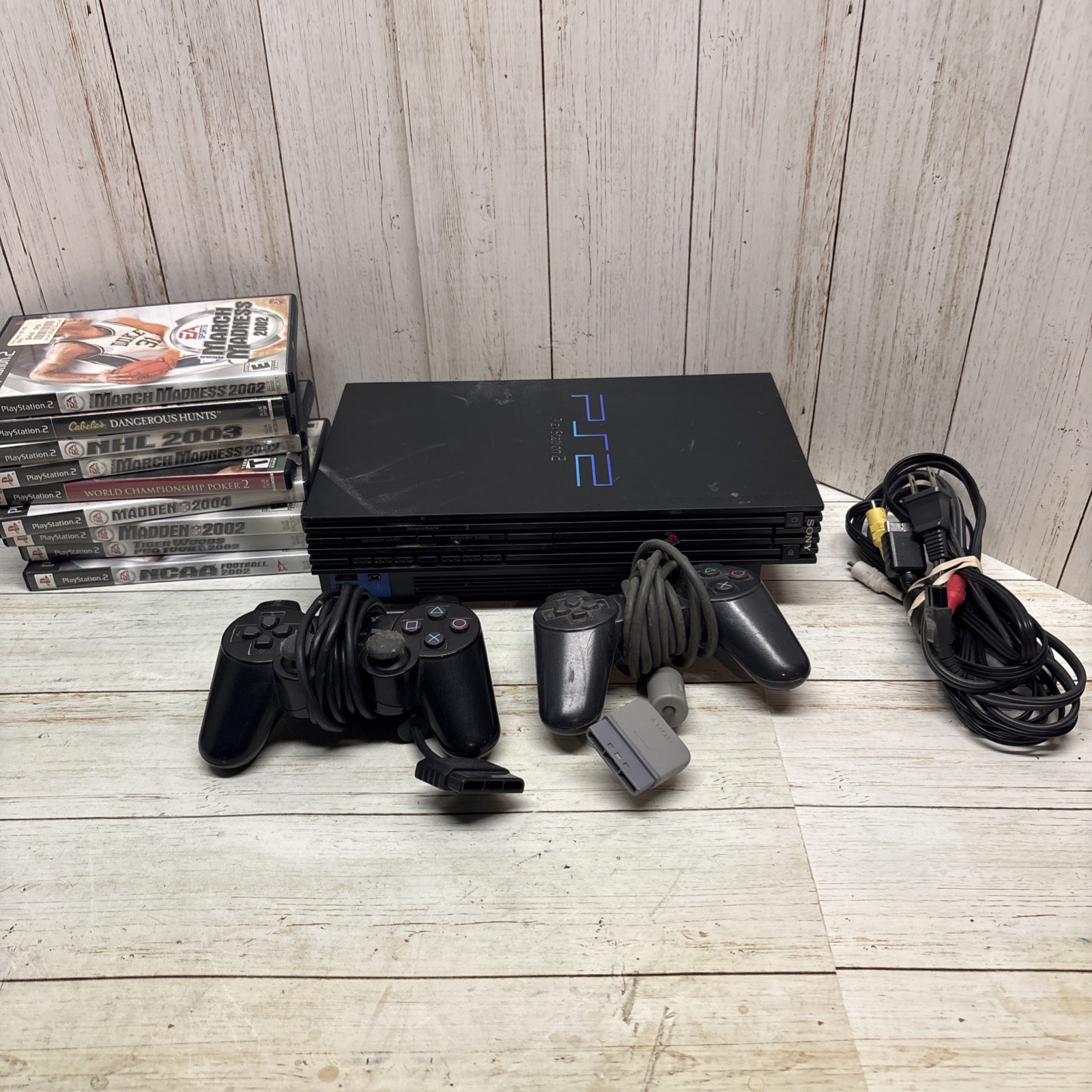 Sony PlayStation 2 PS2 Fat Console Bundle SCPH-39001, Controllers 9 Games