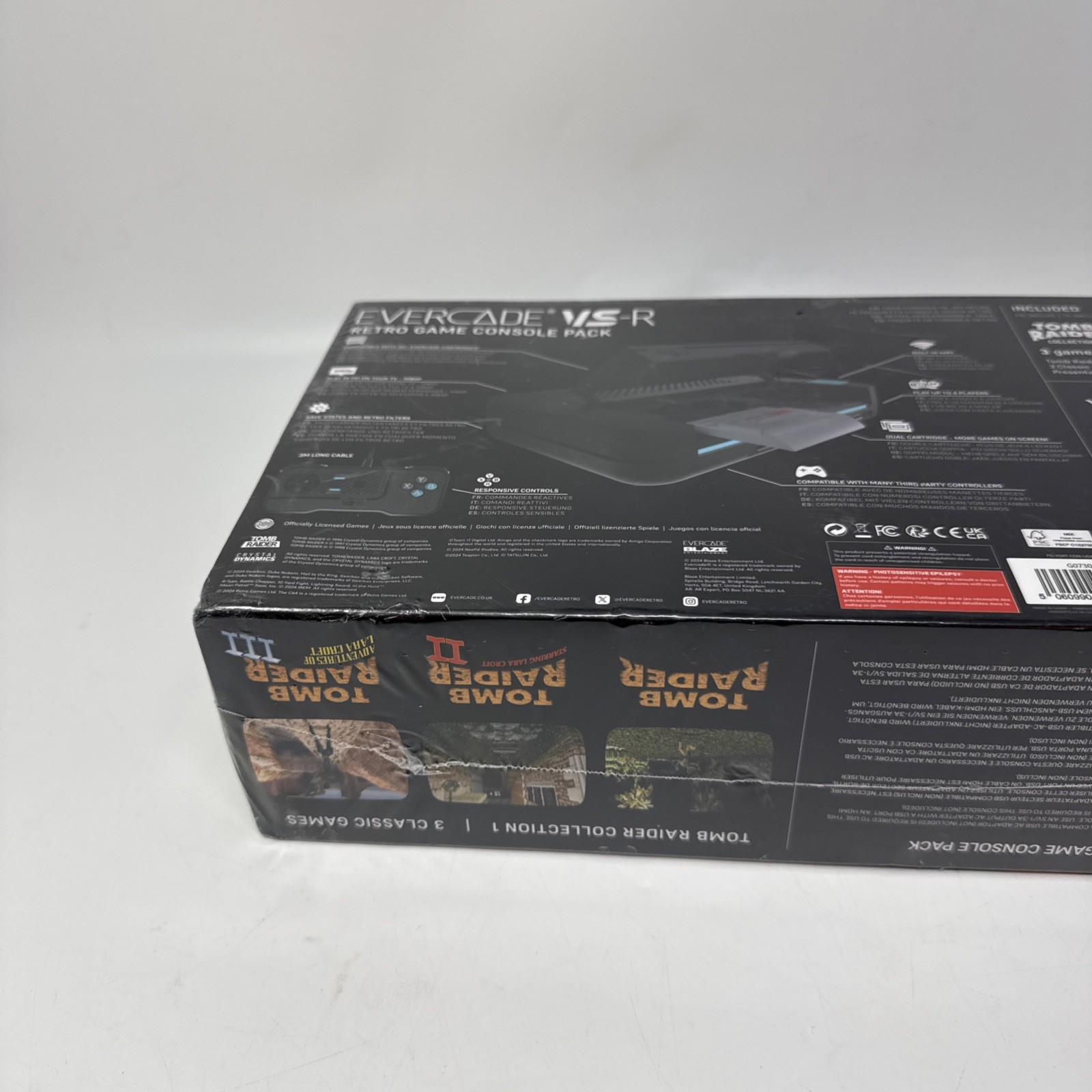 Limited Edition Blaze Evercade VS-R Console with Tomb Raider 1 2 & 3 Box Damage