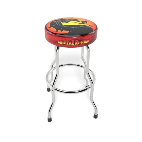Arcade1Up Mortal Kombat II Adjustable Gaming Stool Chrome Steel Frame