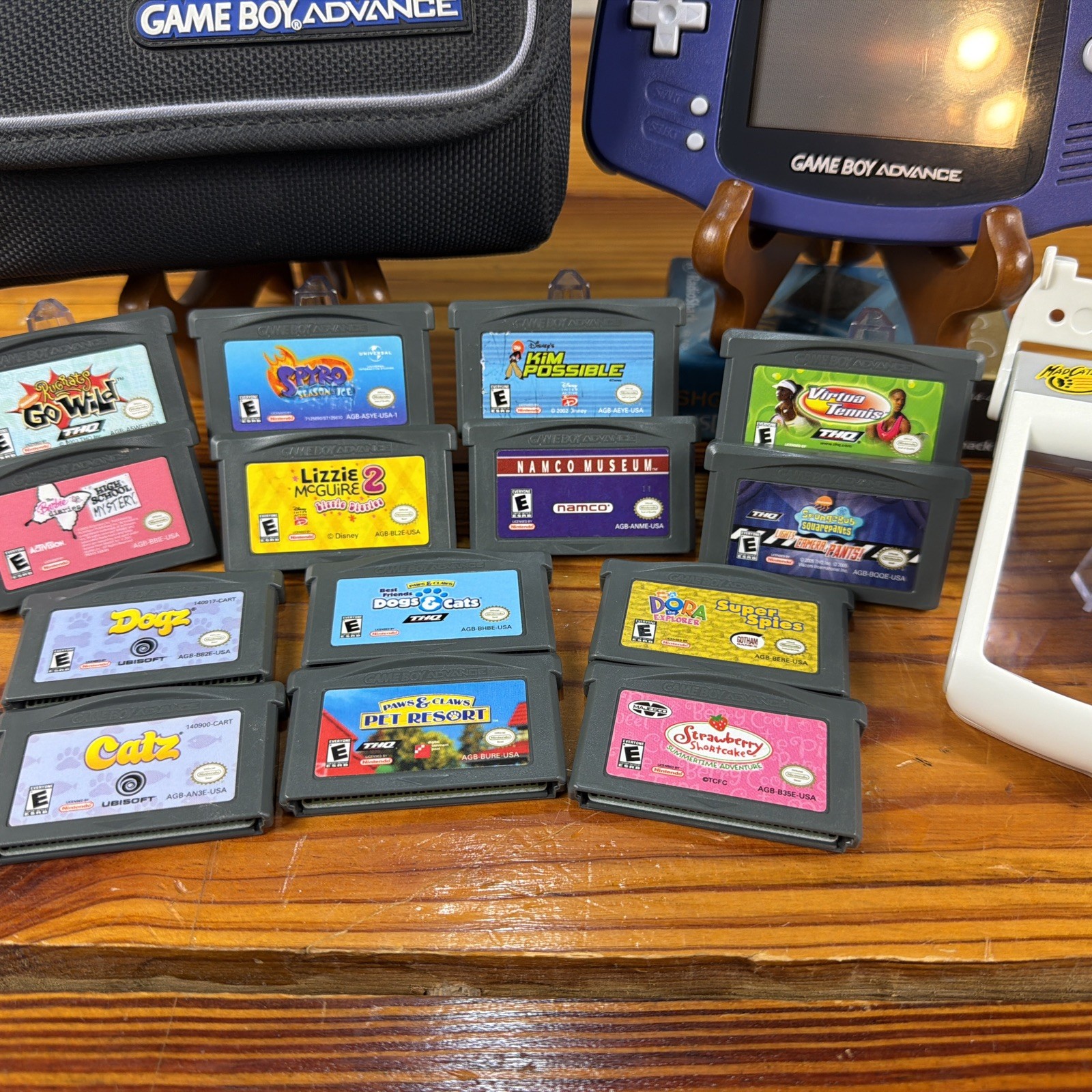Nintendo Game Boy Advance Handheld HUGE BUNDLE Purple Indigo 14 Games PLUS!