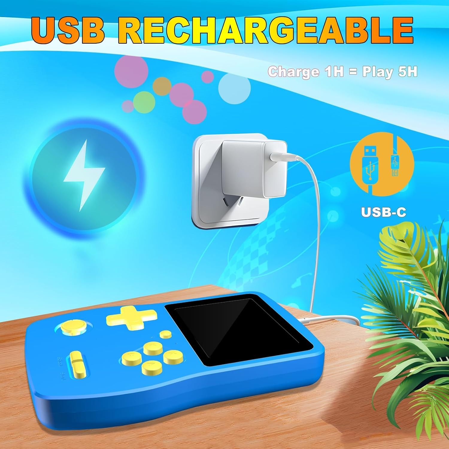 32Bit Kids Handheld Game 139 Retro Games 3.0″ Blue