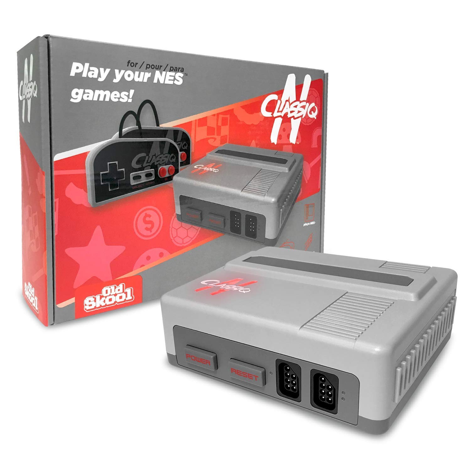 Old Skool CLASSIQ N Console Compatible with NES – Grey/Grey Clone System