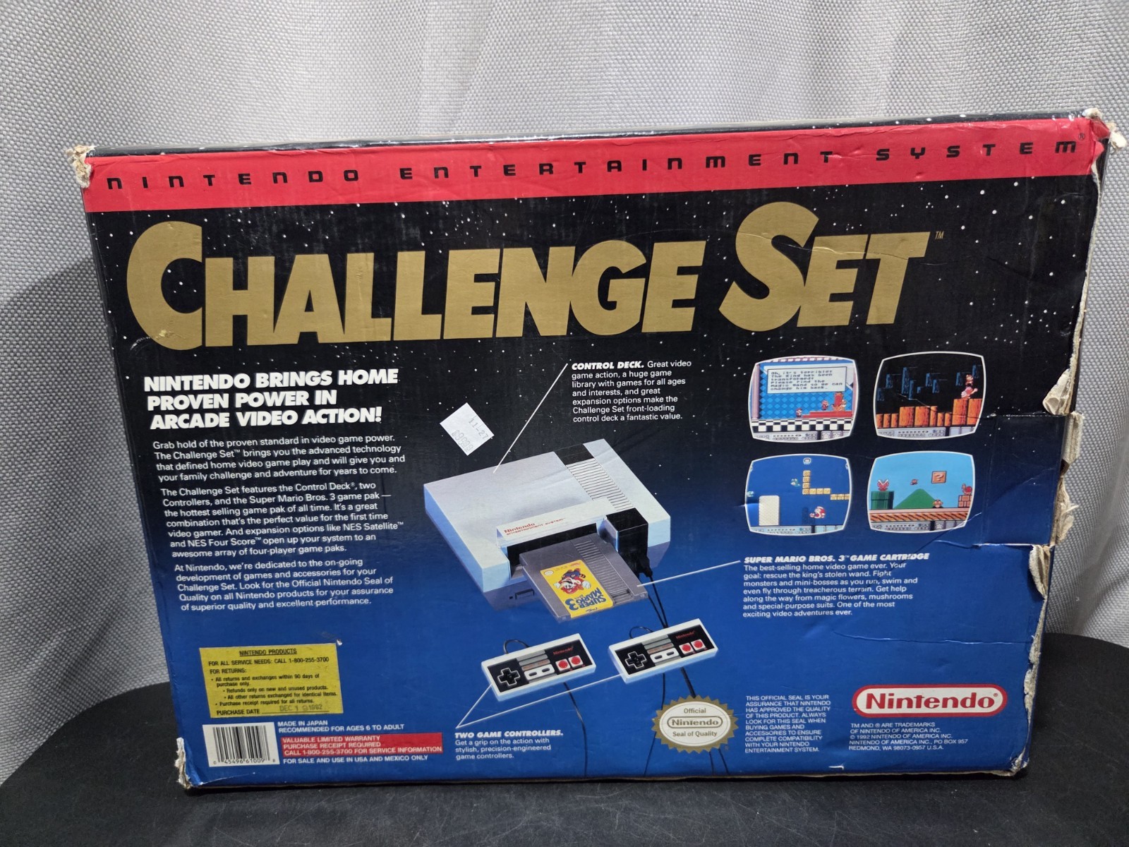 1992 Nintendo NES CHALLENGE SET In Box W/ Super MARIO Bros. 3 CIB NO Styrofoam