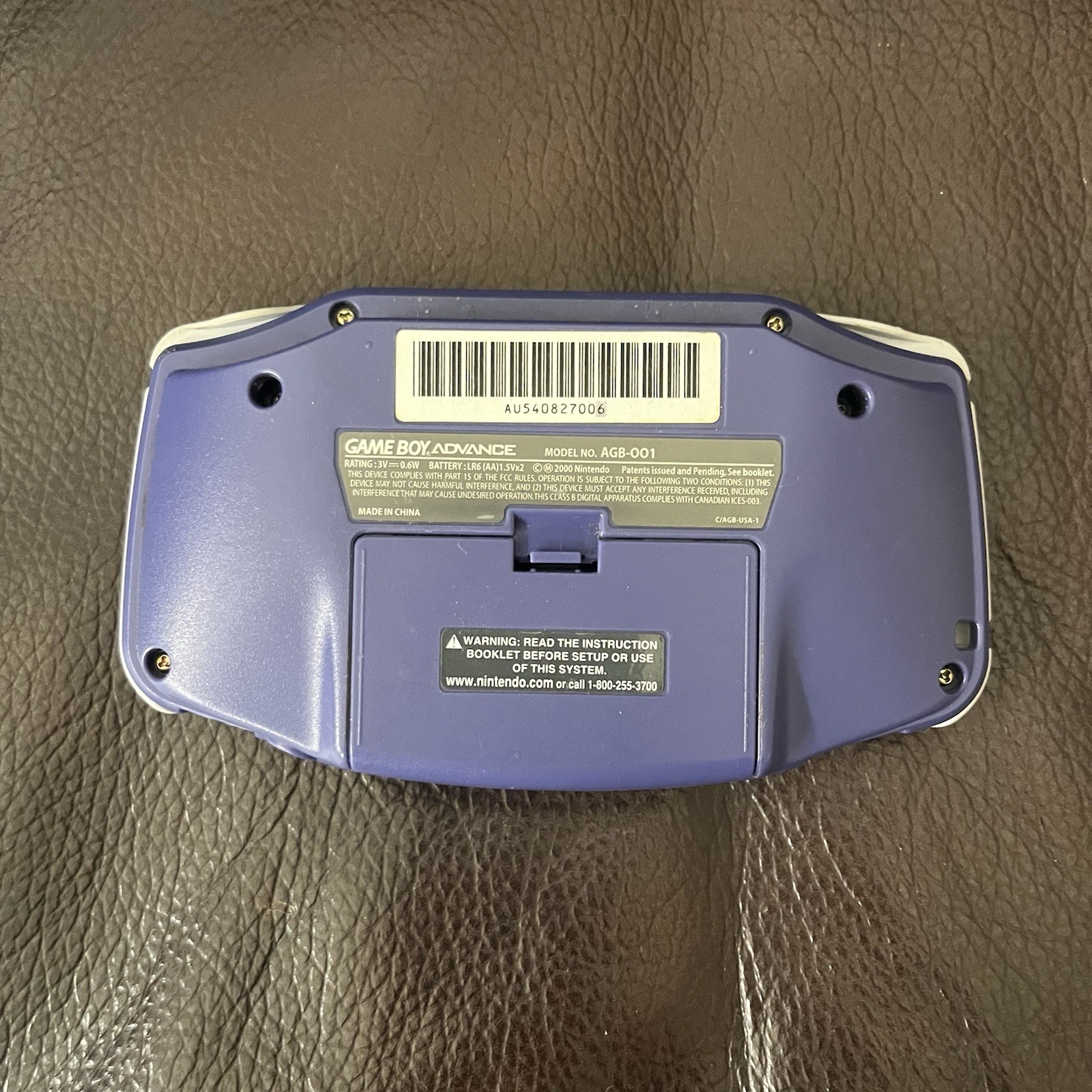 Nintendo Game Boy Advance AGB-001 Handheld Indigo