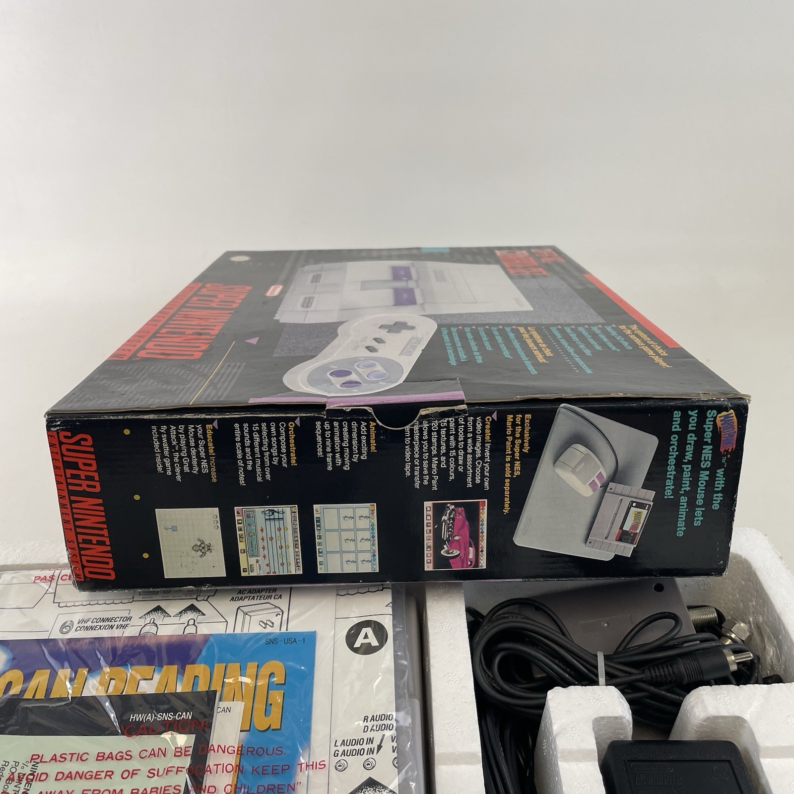 Super Nintendo SNES Console SNS-001 100% Complete In Box CIB W Inserts TESTED!