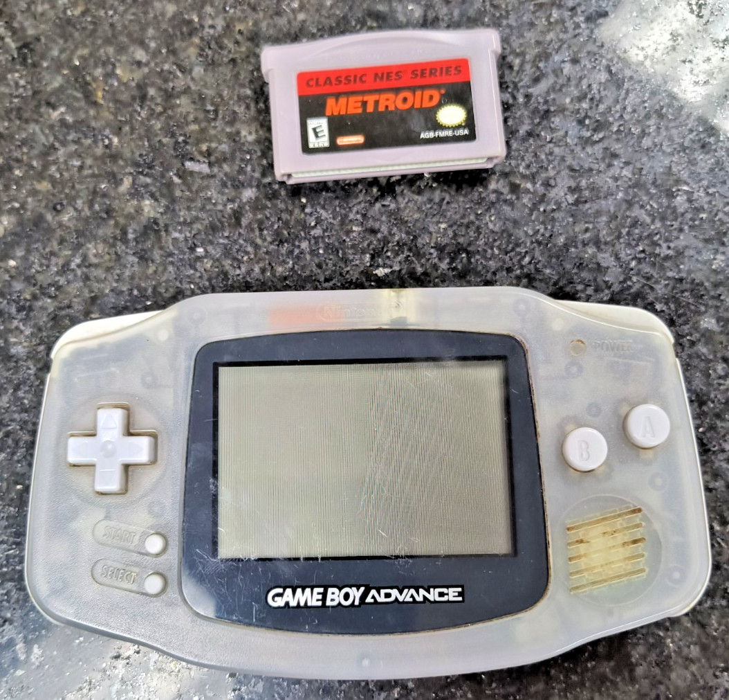 Nintendo Game Boy Advance GBA See Through Handheld System Fair Shape W/Metroid