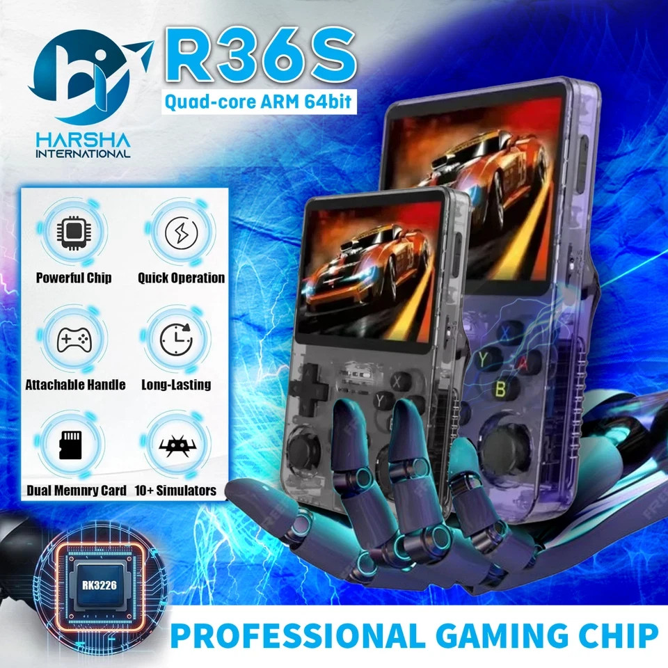 R36S Retro Handheld Video Game Console 64GB 20,000+ Games 3.5 Inch IPS Screen US