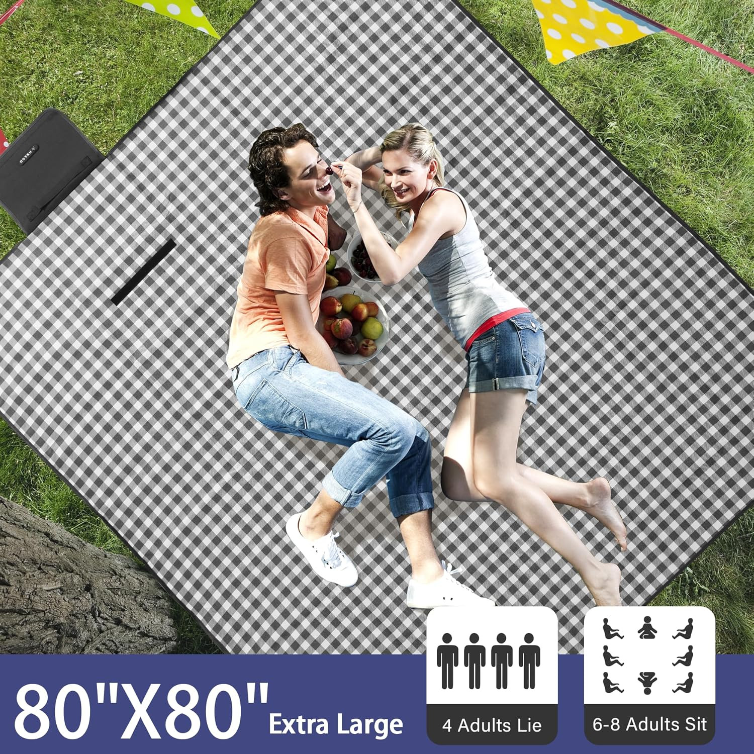 HX&OD Outdoor Picnic Blanket 80″X80″ Picnic Mat Extra Large Camping Blanket Beac