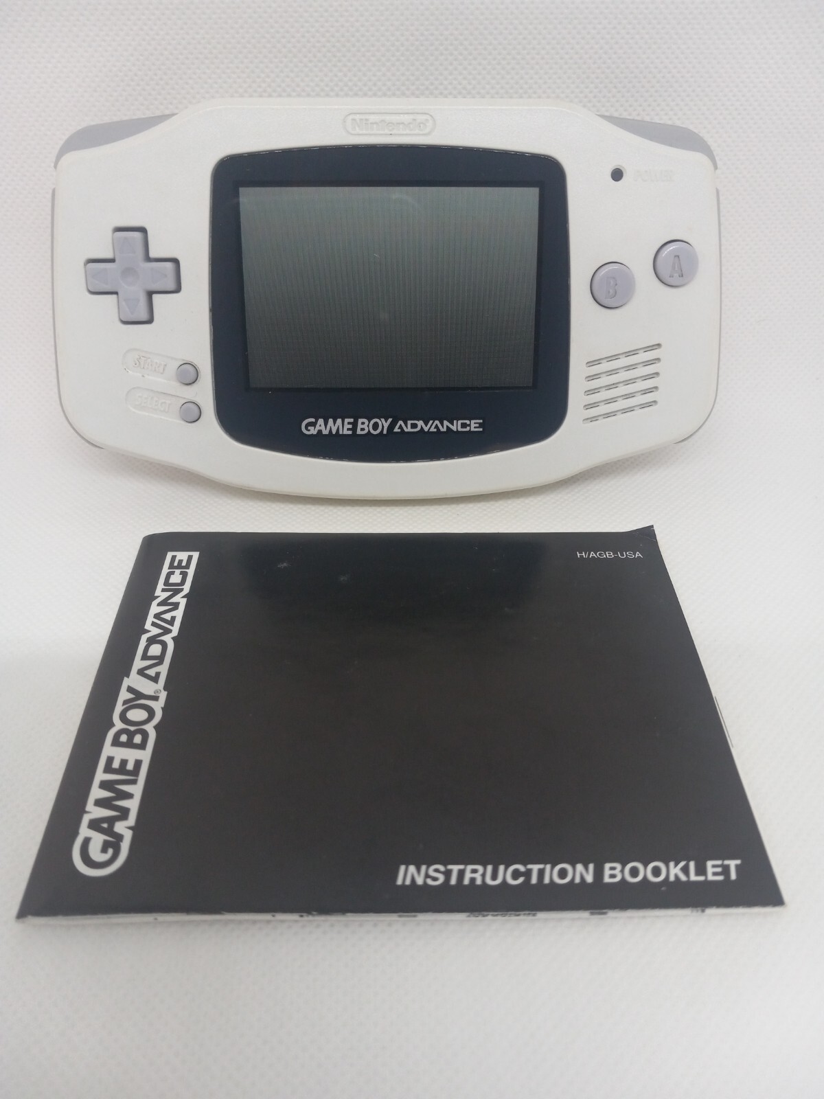 Nintendo Game Boy Advance GBA Arctic White Model: AGB-001 w Booklet & Back Cover