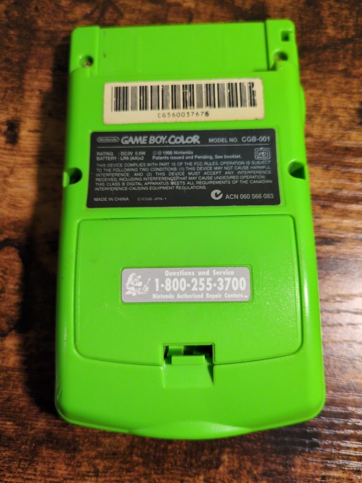 Nintendo Game Boy Color – Lime Green – Working +Carrying Case! (no games)
