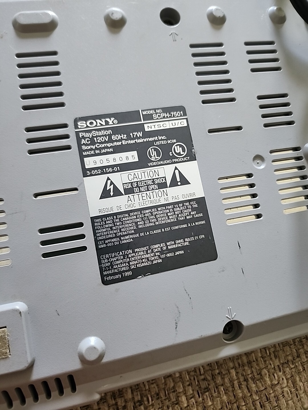 Two Sony PlayStation 1 Game Console – Gray..SCPH-1001 and SCPH-7501..Not Tested!