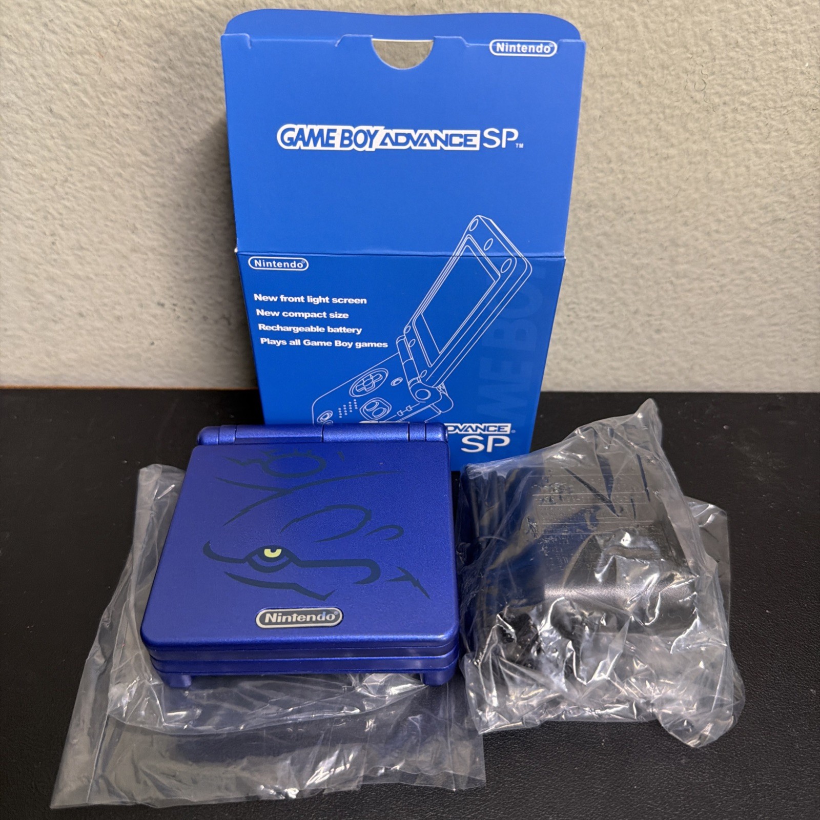 Nintendo Game Boy Advance SP Kyogre Edition Console NEW IPS screen w/ Charger