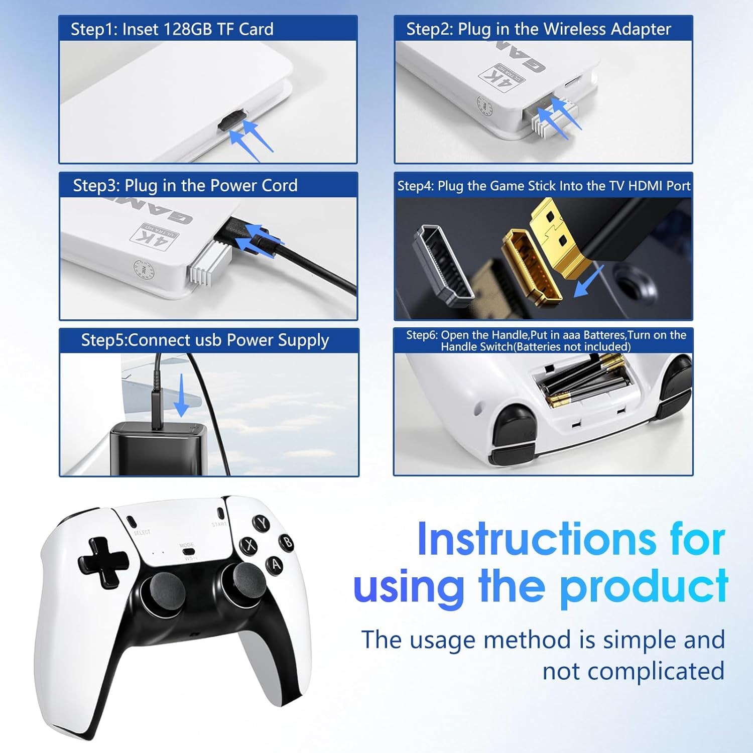 HDMI Retro Game Stick 40000 Games 23 Emulators Dual Wireless
