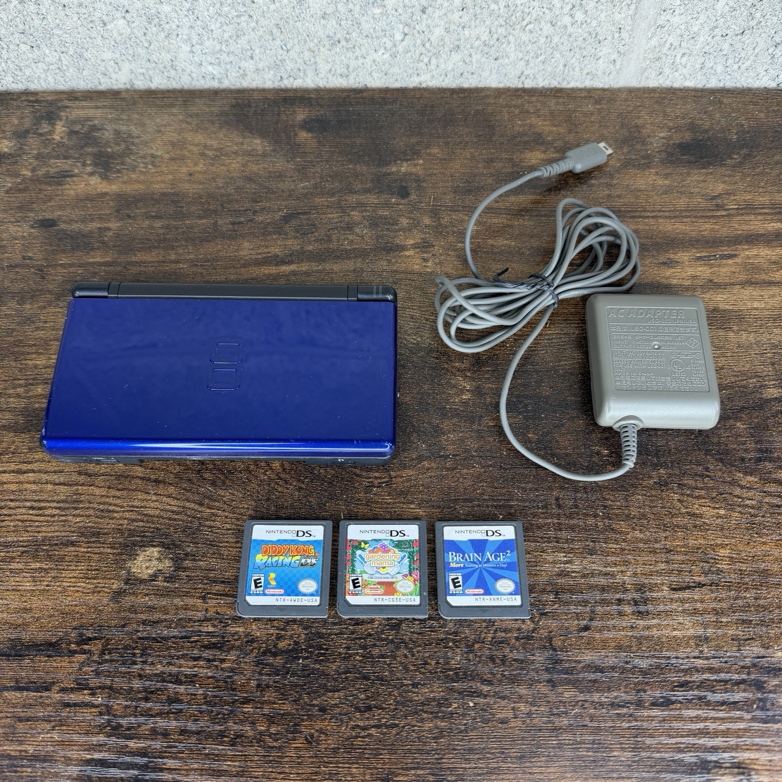 Nintendo DS Lite Handheld – Cobalt/Black w/ Charger + Stylus – Tested & Working