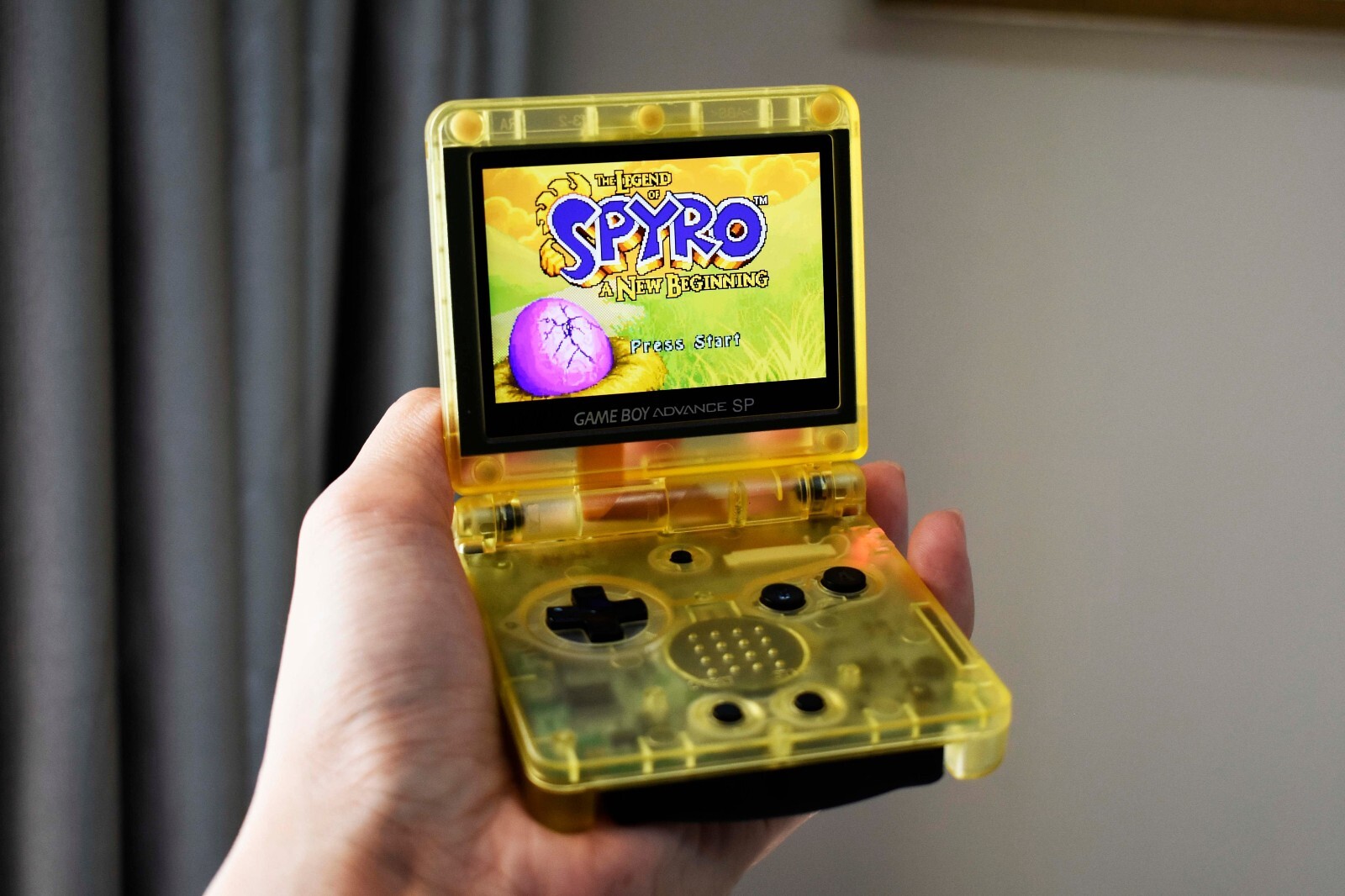Backlit IPS LCD GBAsp Mod Nintendo Gameboy Advance SP Clear Yellow