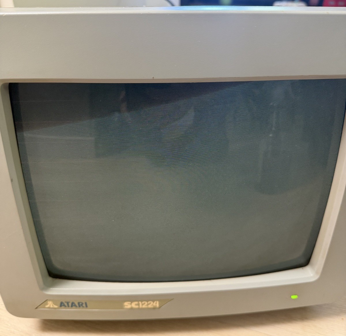 Atari SC1224 Color CRT Monitor 1986 Atari ST Monitor Power Tested Vintage
