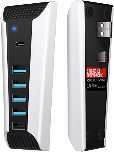 AQIDAP 5-Port USB Hub for PS5 USB High-Speed Expansion Hub Charger USB Extender