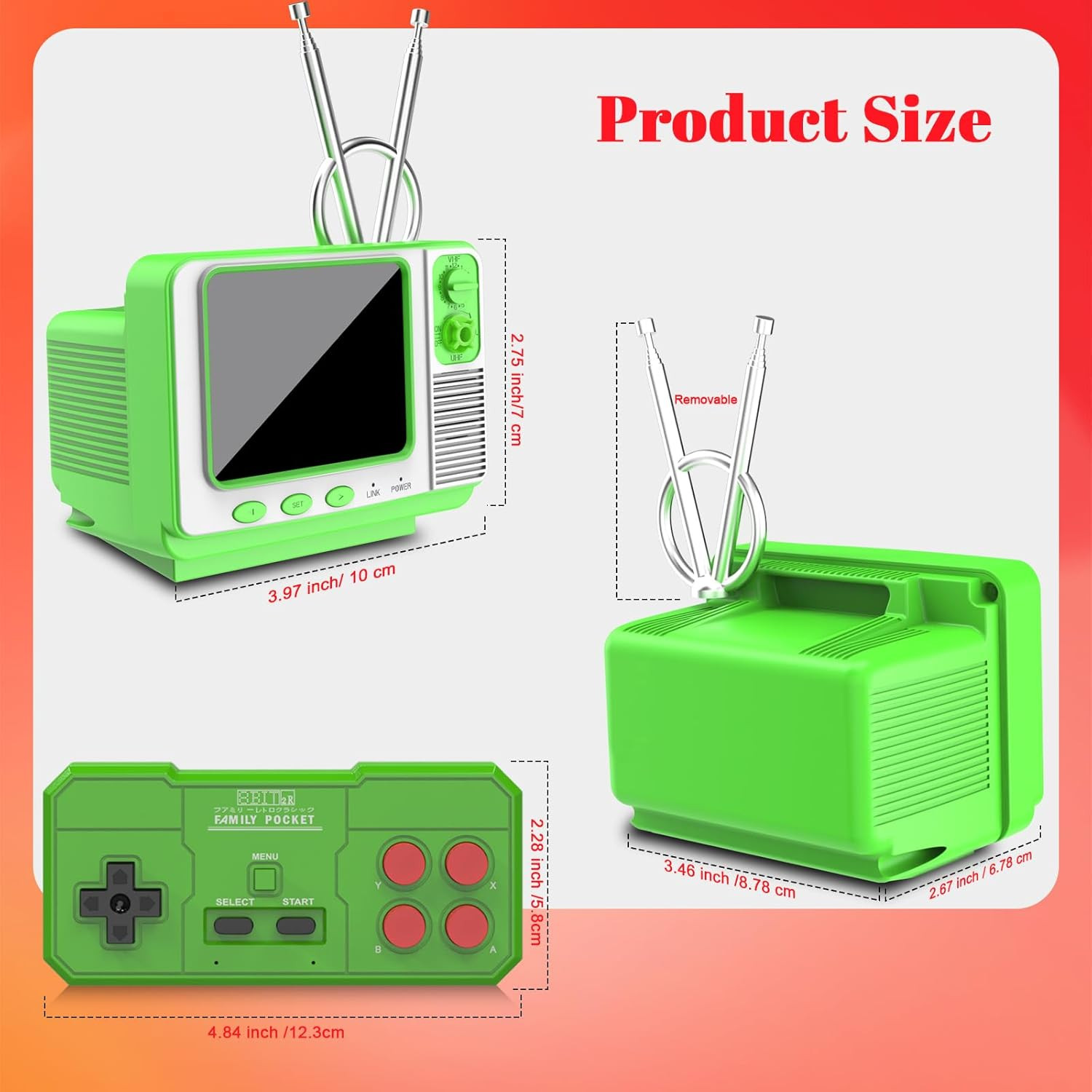 Retro Handheld Game Console with 168 Classic Games, Mini TV Style, 3.0″ Screen,