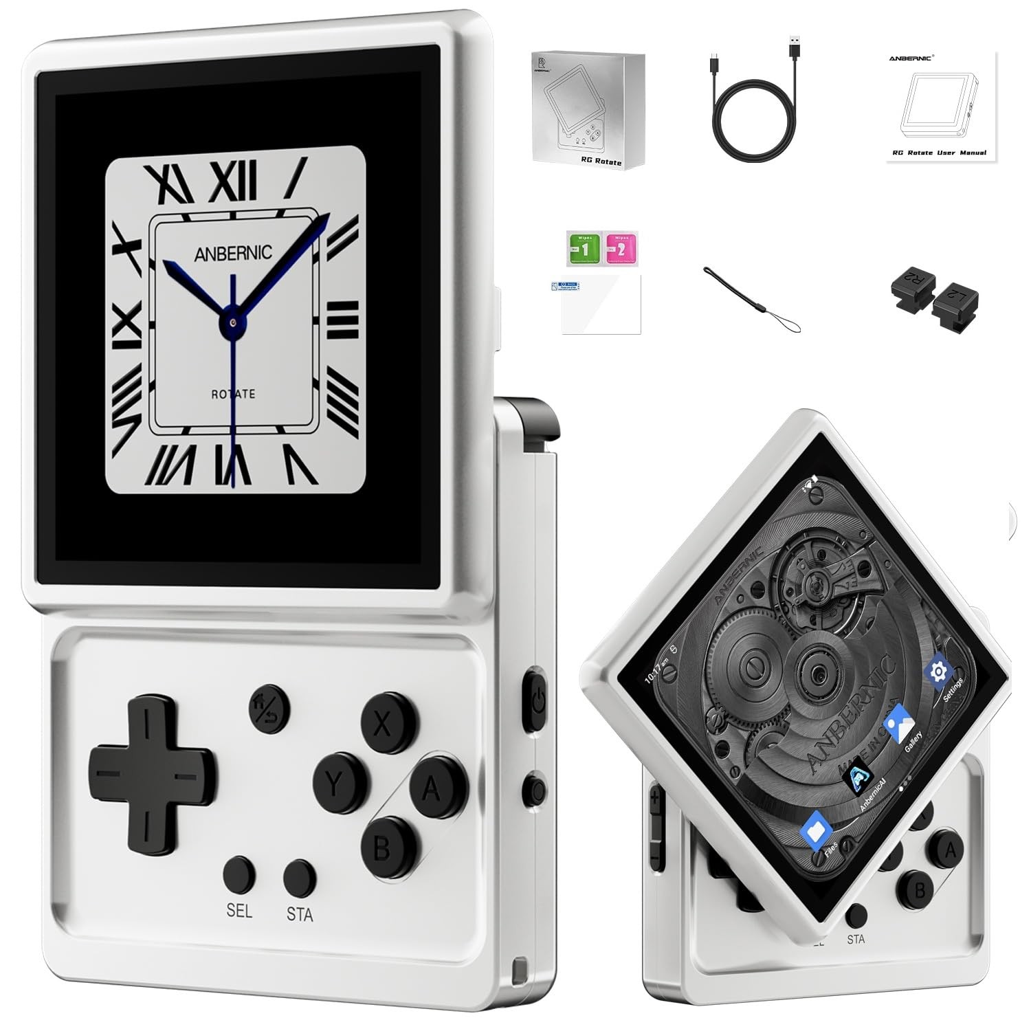RG Rotate Retro Handheld Game Console , 3.5 Inch Swivel Screen Android Handhe…