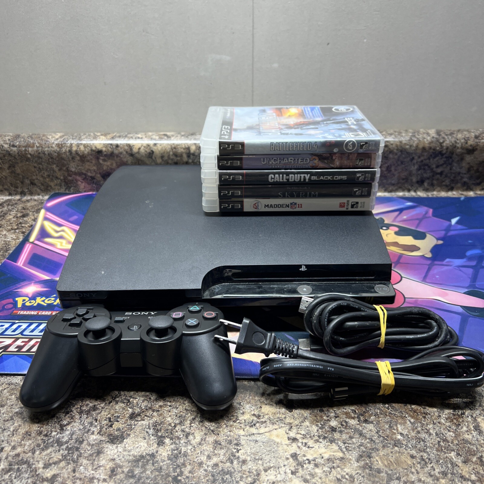 Sony Playstation 3 Slim 150 GB Console Bundle Lot W/5 Games & Controller #ML24