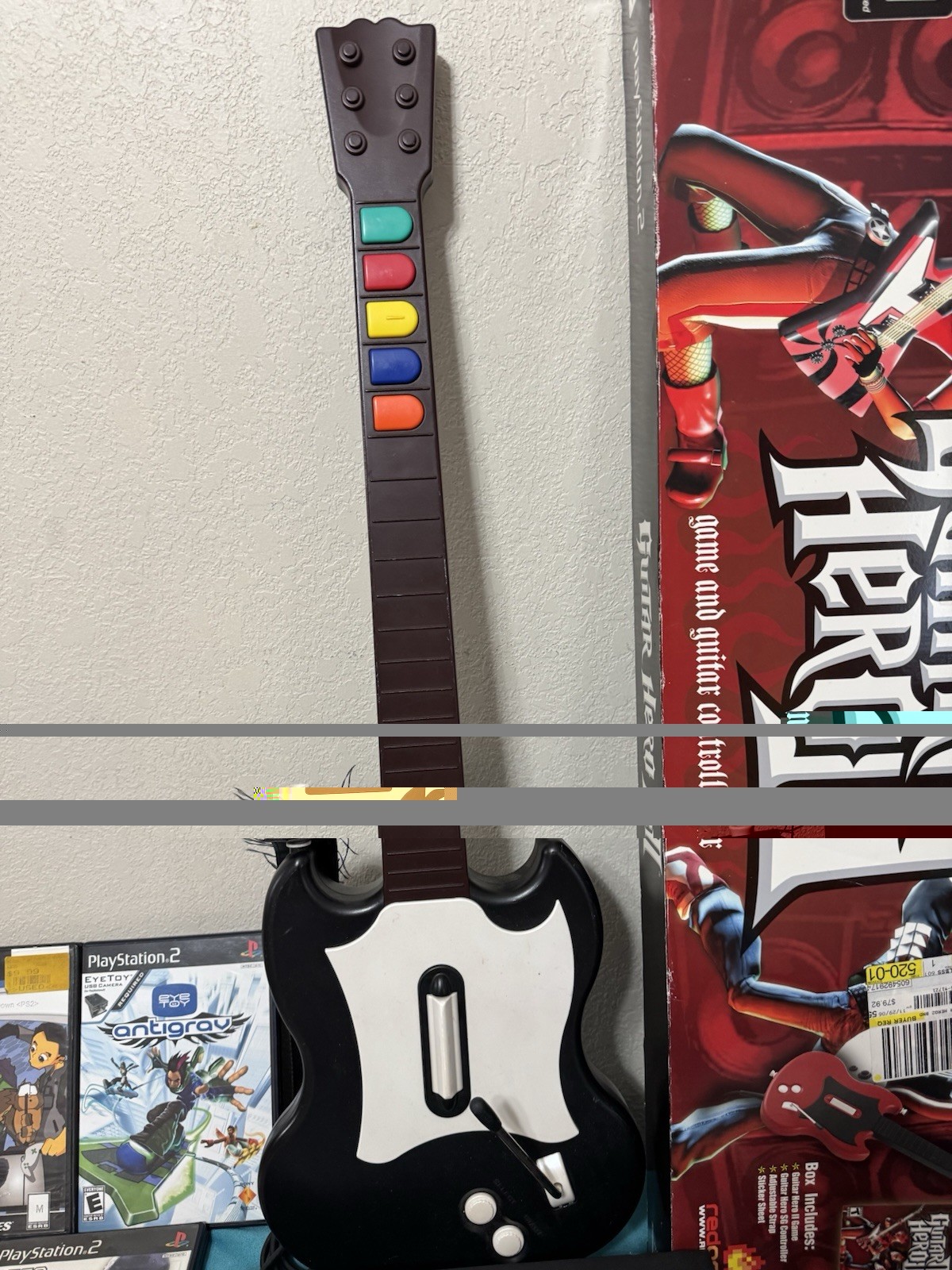 Sony PS2 Bundle Guitar Hero Set 2 Guitars Box 12 Games Controllers Tested