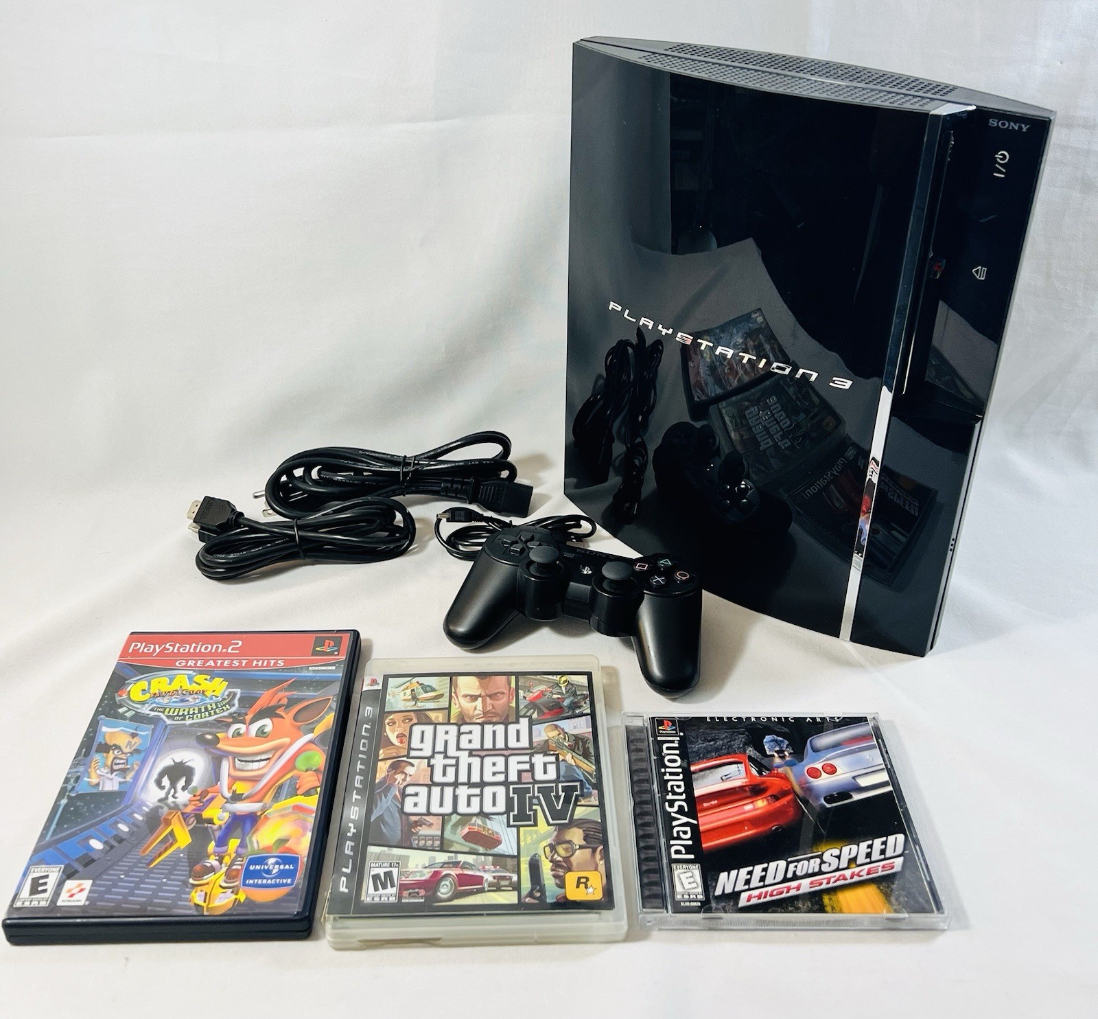Sony PlayStation 3 80GB Console PS3 Bundle CECHE01 Backwards Compatible 3 games
