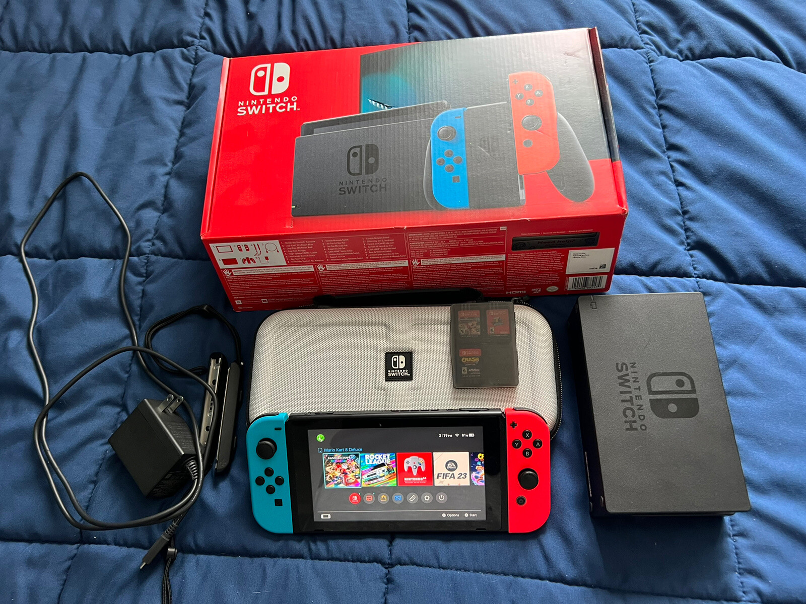 Nintendo Switch 32GB Gray Console with Neon Red and Neon Blue Joy-Con