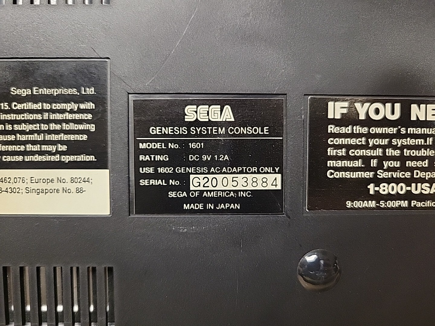 Original Sega Genesis 16-Bit System Model No: 1601 Console Bundle *TESTED