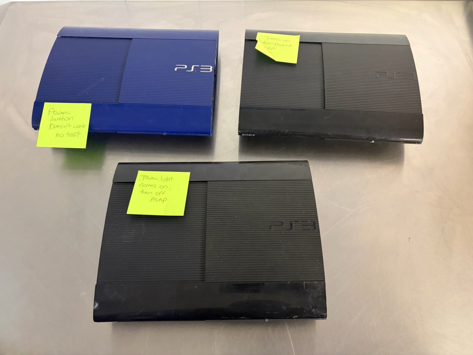 Lot of Three Sony PlayStation 3s Super slim Models Parts/Repair Please See Desc.
