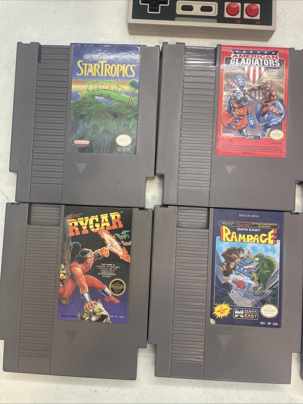 Nintendo Console Bundle 7 Games 2 Controllers Tested Nes-001 Dr. Mario, Rampage