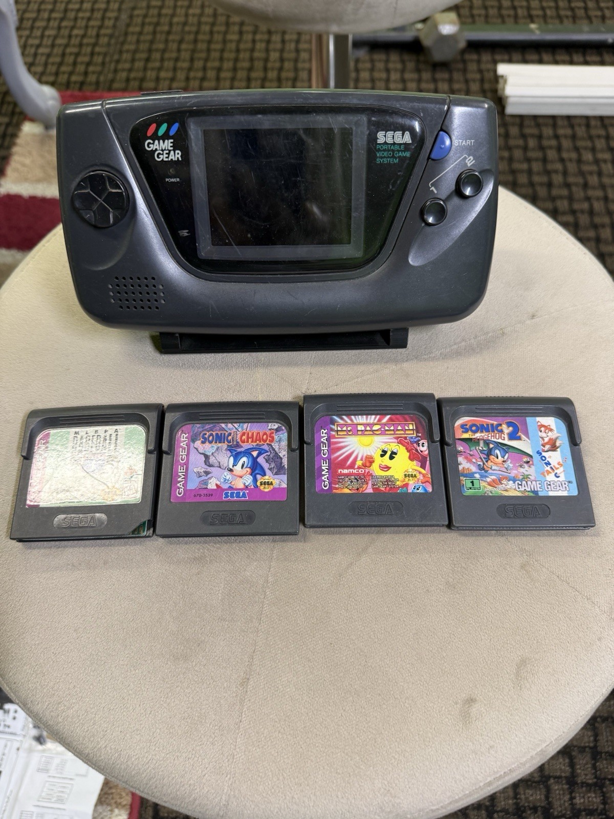 Sega Game Gear Console And 4 Games With Repair Kit PLEASE READ