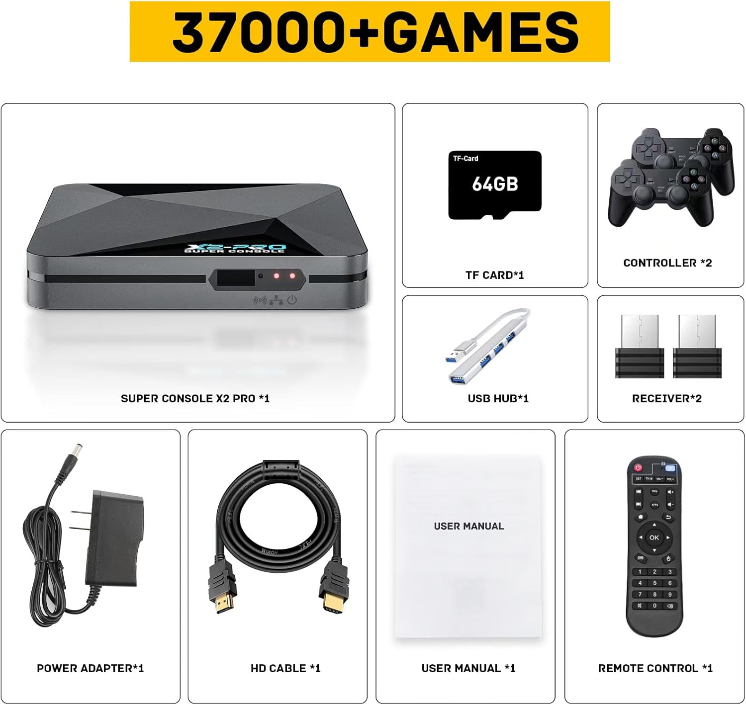 Super Console X2 Pro,Video Game Console with 37000+Classic Games,4K Retro Game C