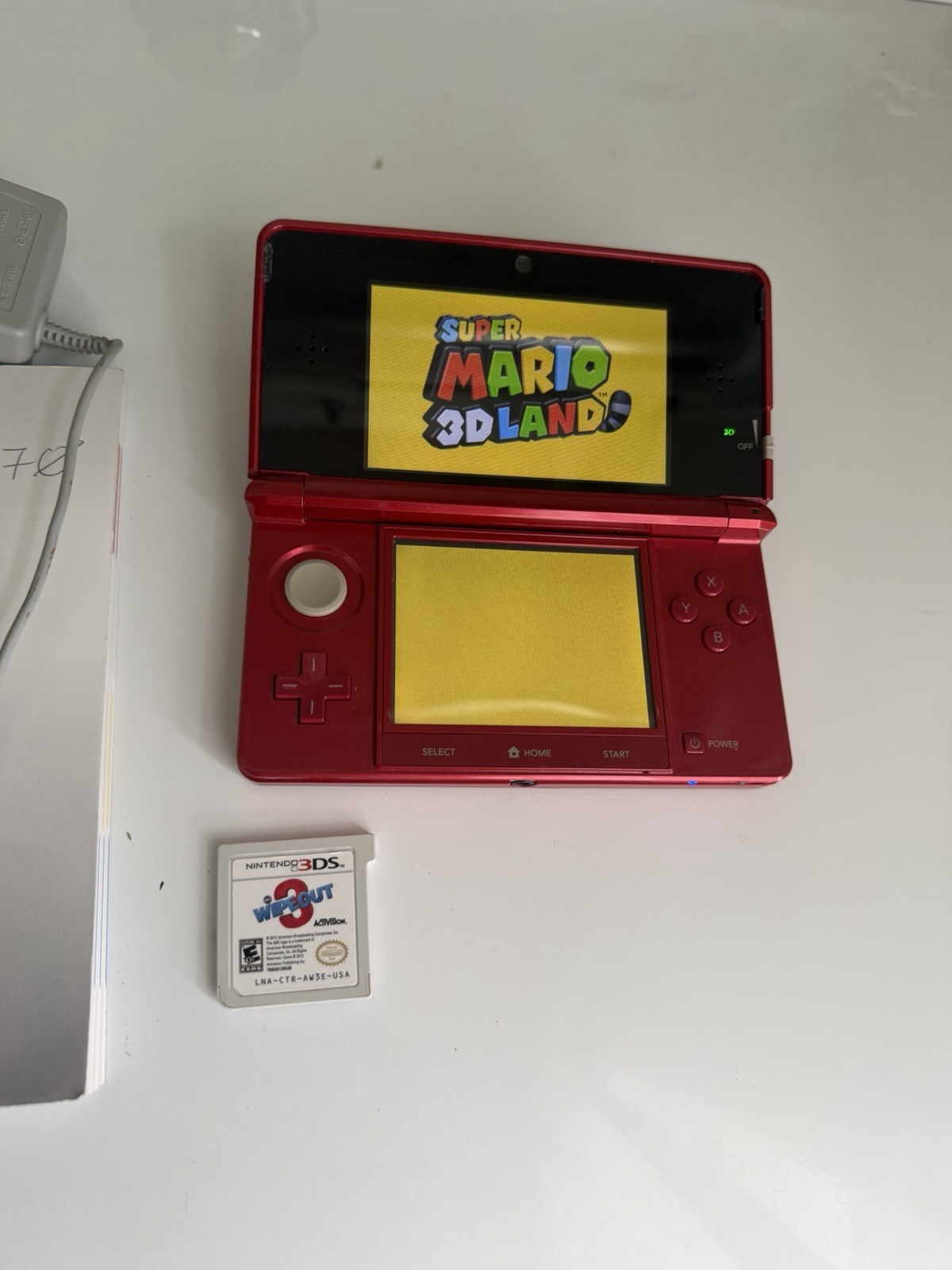 Nintendo 3DS CTR-001 Handheld Gaming Console Flame Red Charger Stylus SD Tested!