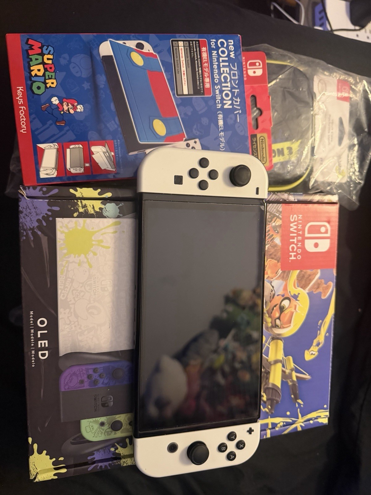Nintendo Switch OLED Splatoon 3 Edition 64GB Console Bundle W/ 3 Games & Sd Card