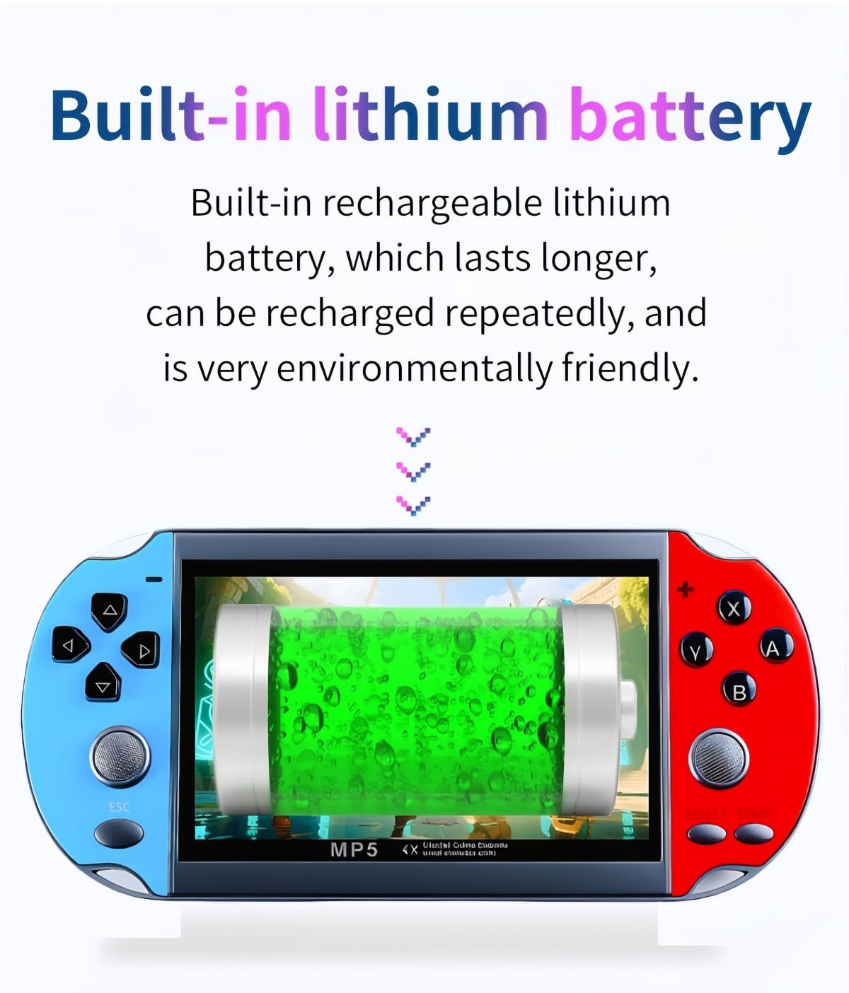 JXD Colorful Retro Video Game Console 4.3 inch Sreen 8GB Built-in 3000 Games Han