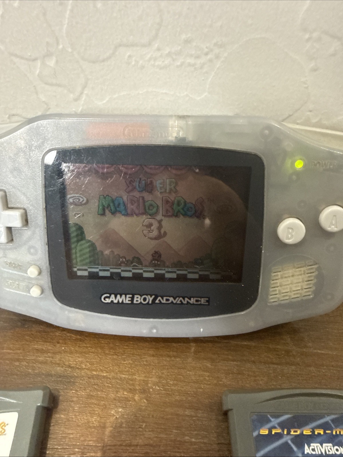 Nintendo Gameboy Advance Clear Glacier with 3 Games – Tested