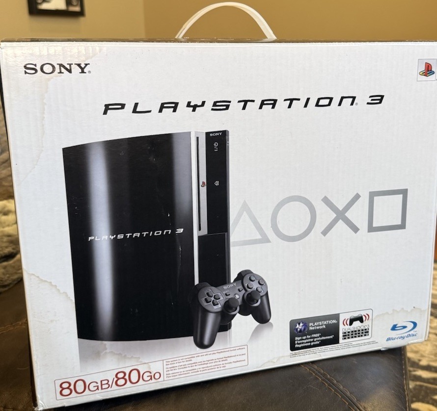 Sony PlayStation 3 PS3 Black 80GB Powers On-Shuts Off Org. Box, Controller -READ
