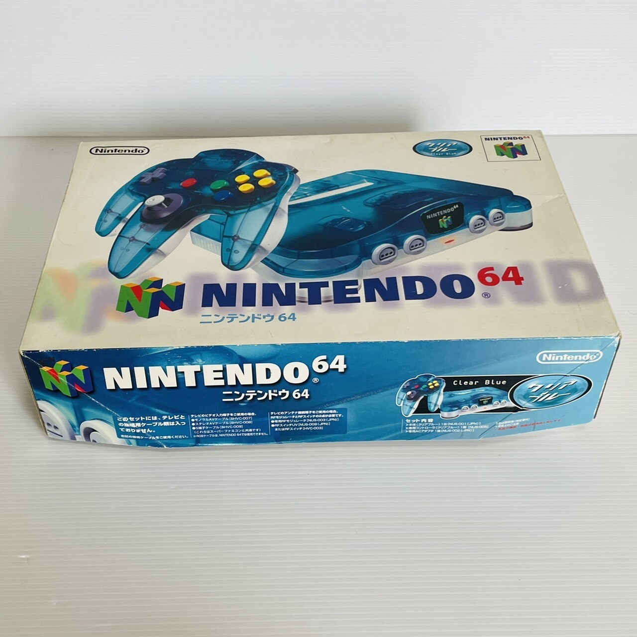 Nintendo 64 Home Console set – Clear Blue With Mario Kart 【Exc+++】 from Japan