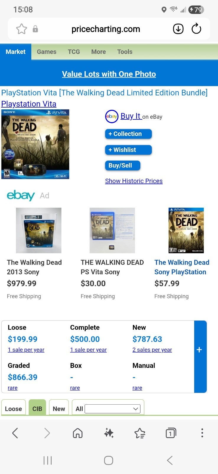 PlayStation PS Vita The Walking Dead Bundle w/64 GB Memory Card, Case, Two Games