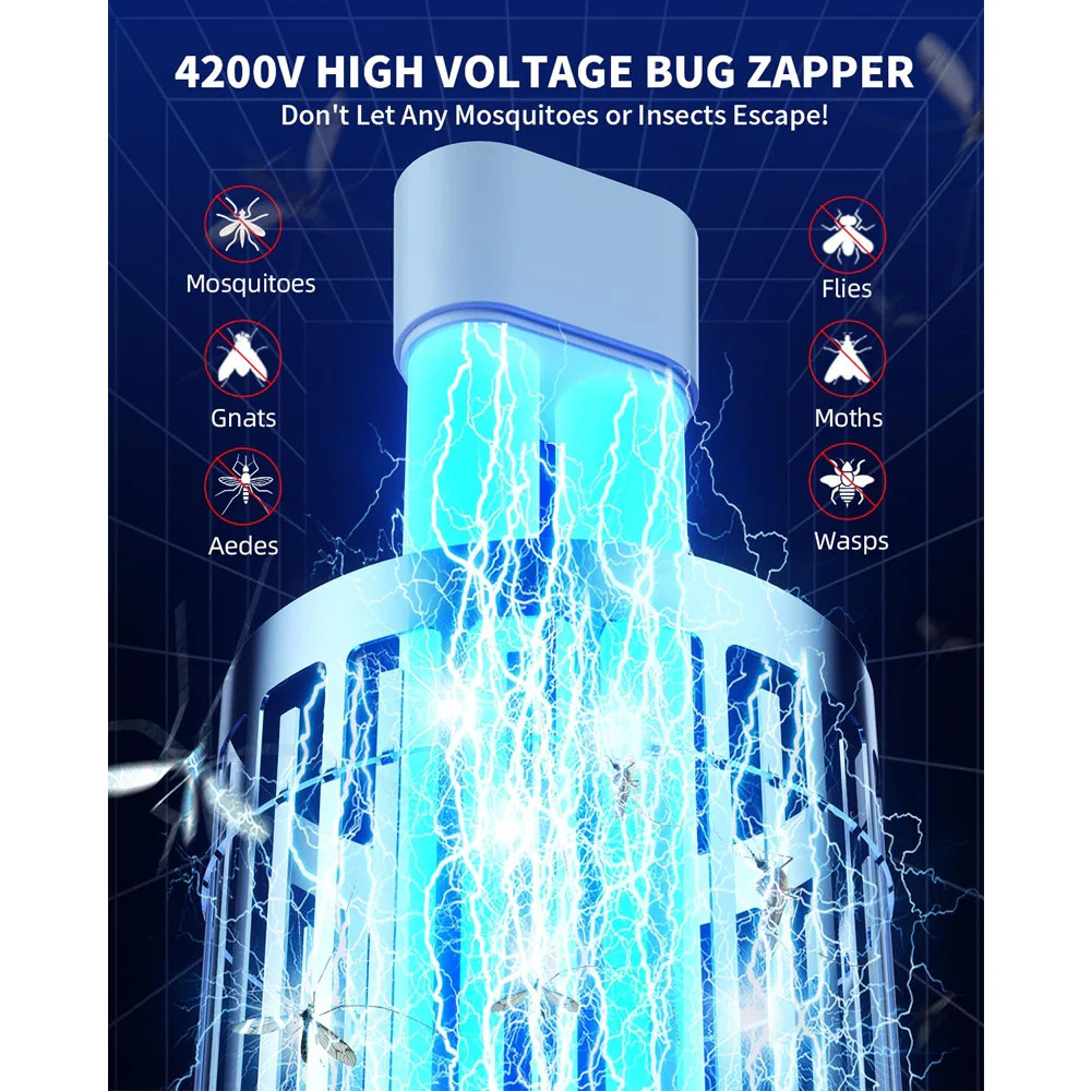 Minimoon Bug Zapper Outdoor Mosquito Zapper with Dual LED Light 4200V Fly Zapper